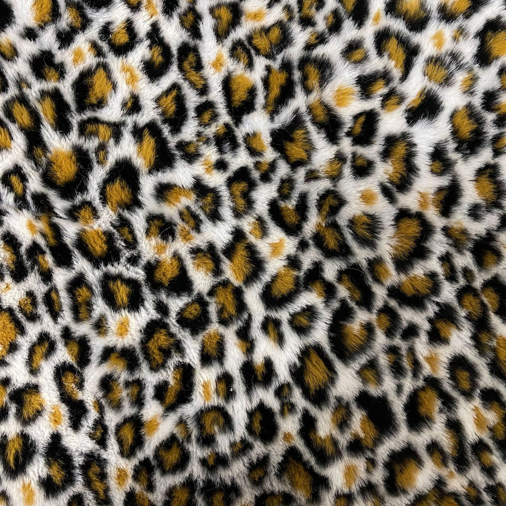 毛绒现货900克豹纹再生材料仿兔毛扎染面料绒布长毛玩具拖鞋布料
