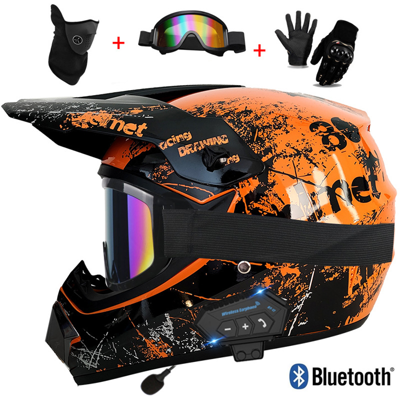 跨境电动摩托车头盔儿童卡丁车场地蓝牙越野盔成人山地越野安全帽