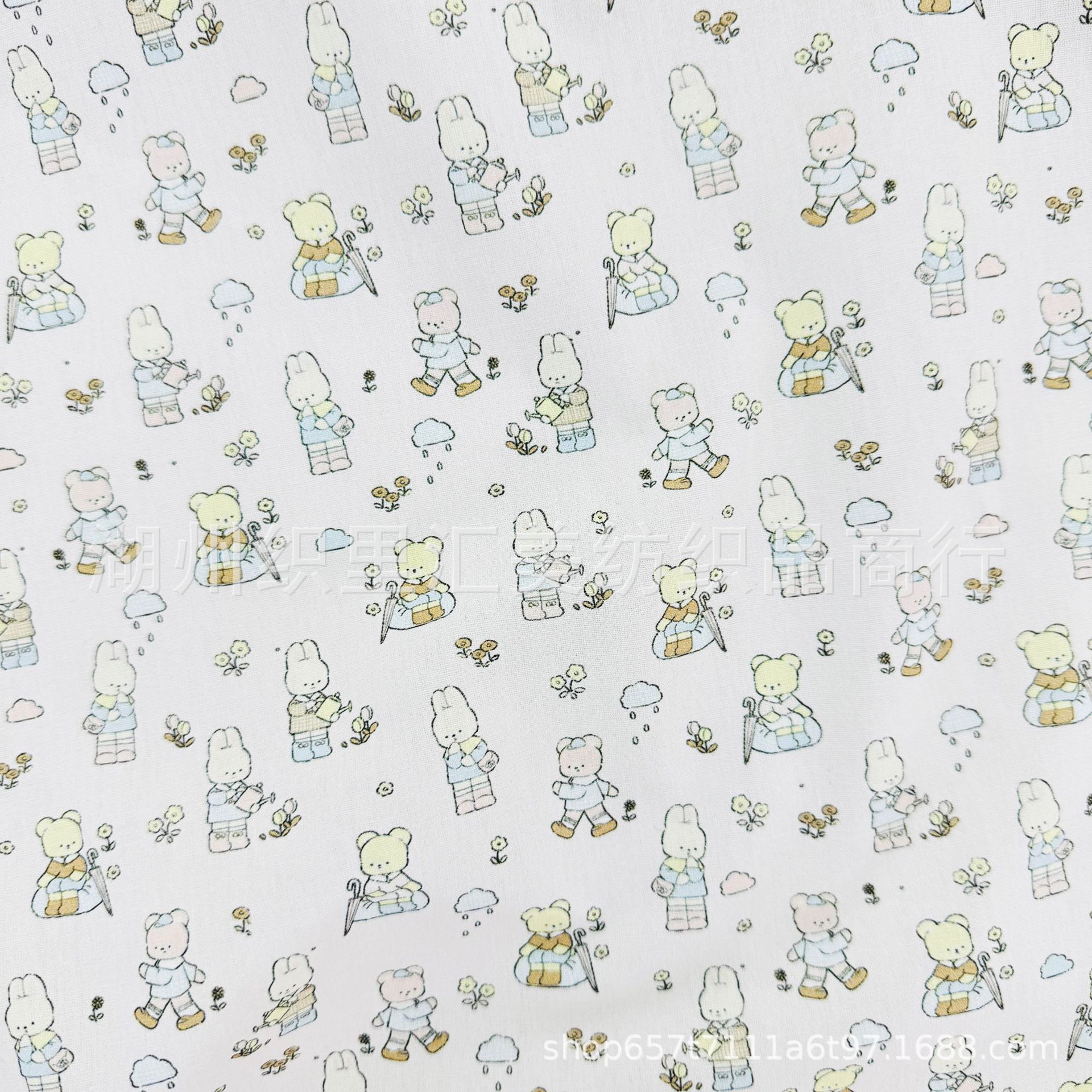 数码印花面料古风韩版小清新女装童装箱包布料全棉卡通斜纹数码印花面