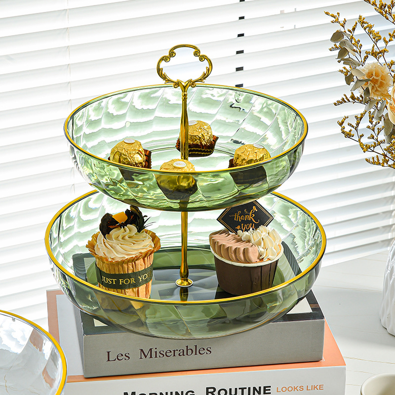 M91 Double-Layer Candy Plate Snack Dish Creative and Slightly Luxury Fruit Plate Rack Living Room Coffee Table Multi-Layer Household Dim Sum Rack