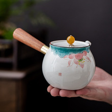 手绘羊脂玉白瓷泡茶壶单壶手工带把侧把茶壶西施壶功夫茶具茶壶
