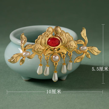 古风发冠汉服头饰明制女发饰古代珍珠流苏唐风宋制花神冠古装配饰