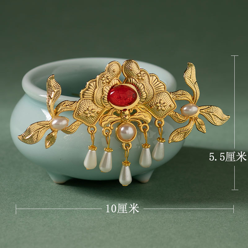 古风发冠汉服头饰明制女发饰古代珍珠流苏唐风宋制花神冠古装配饰