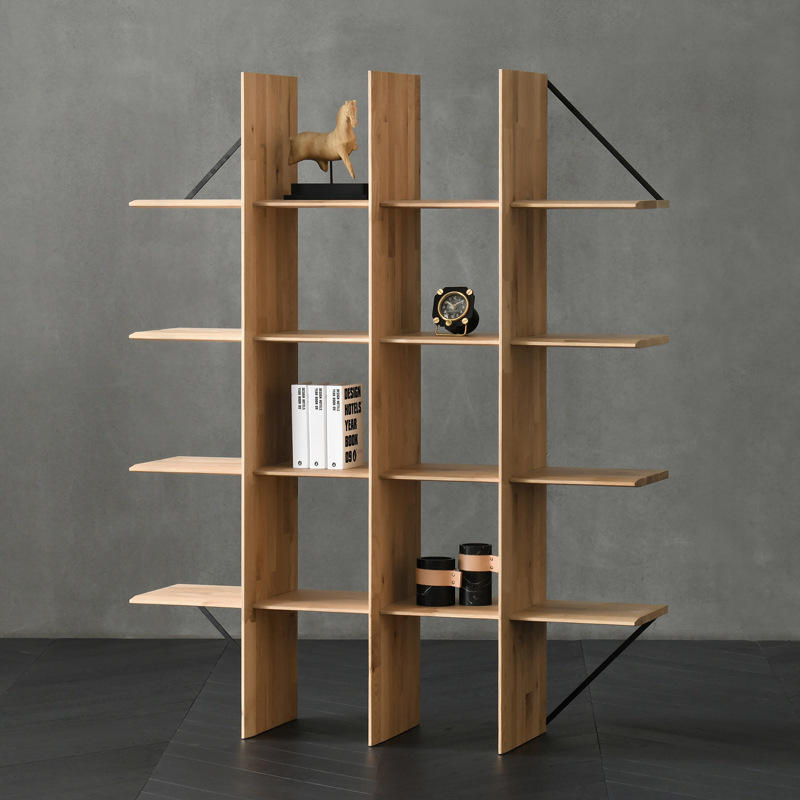 拓雅格子书架北欧简约现代侘寂风置物架开放书房家具展示柜子客厅