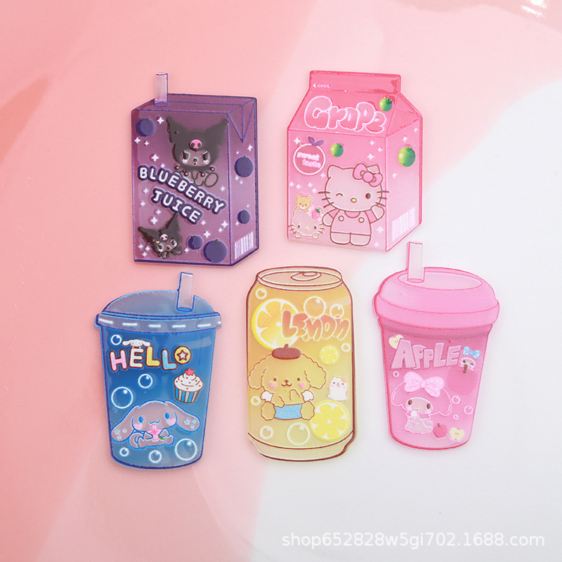 厂家现货批发三丽鸥立体感饮料亚克力贴片diy手工材料冰箱贴装饰