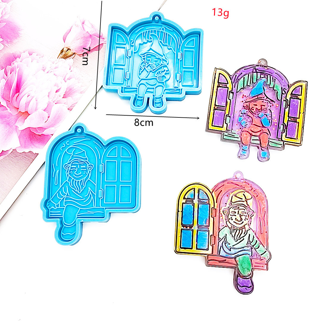跨境圣诞节diy钥匙扣模具开窗天使钥匙扣滴胶模具diy天使窗户模具