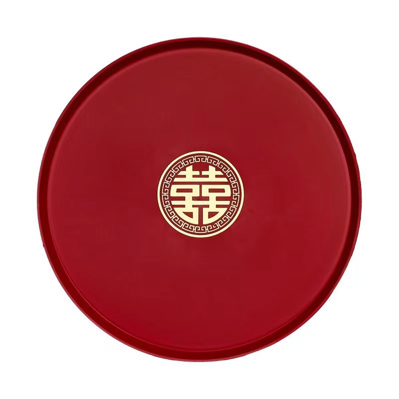 Wedding Fruit Plate Red Happiness Plate Festive Home Wedding Candy Plate Tea Ceremony Tray Red Plate Wedding Supplies Complete Collection