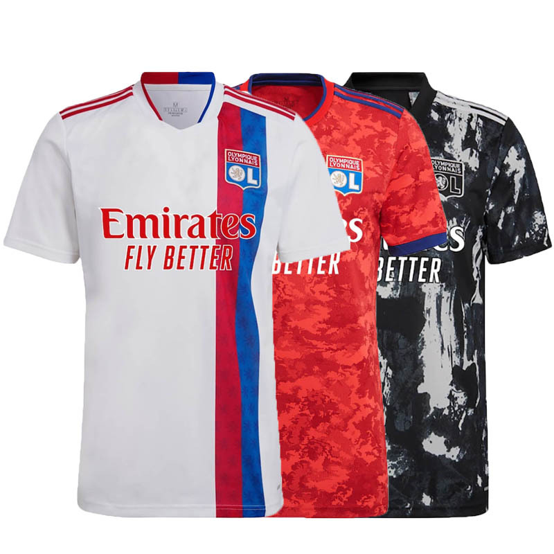 厂家批发 2122赛季足球服比赛训练短袖上衣 里昂主客场二客球衣男