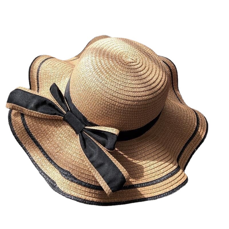 Straw Hat Female Summer Beach Seaside Travel Sweet Sunscreen Large Brim Hat Wide Brim Korean Style Summer Hat Net Red Sun Hat