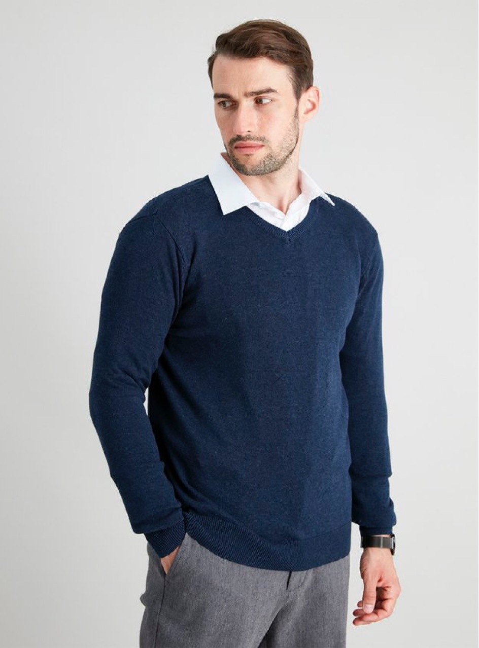 tu men jumper sweater男士秋冬纯色v领圆领针织套头毛衣羊毛衫