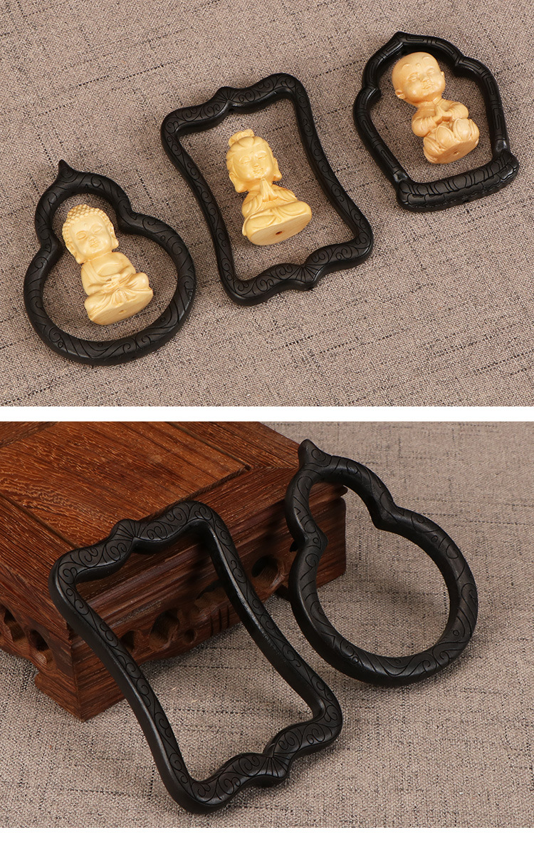 黑檀木桃木黄杨木佛龛车挂钥匙扣吊坠木框配件diy饰品工艺品配饰