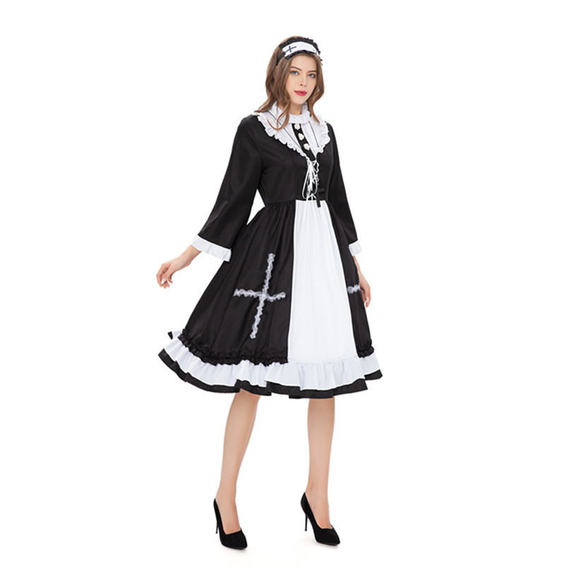 万圣节圣母玛利亚修女扮演制服 法国农庄女仆服装