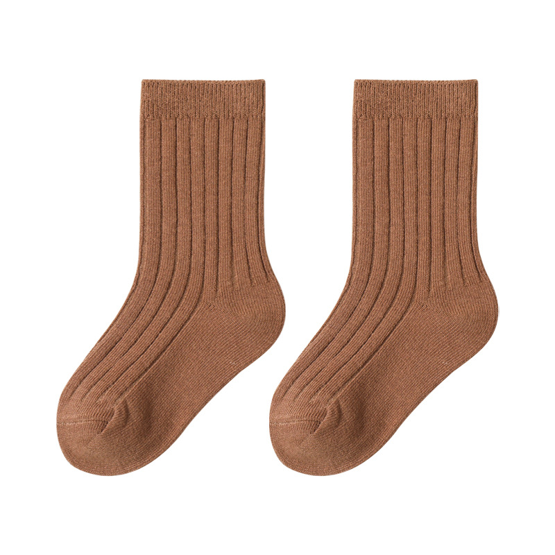 Children's Socks 2024 Spring New Pure Color Baby Tube Socks Korean Double Needle Trendy Socks Boys and Girls Cotton Socks Wholesale