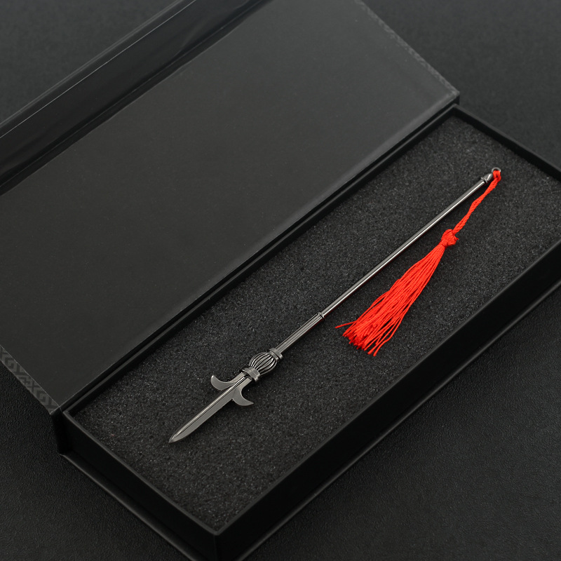 隋唐演义影视周边兵器罗成镰钩枪全金属工武器艺品摆件代发22厘米