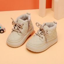 男童韩版短靴婴儿学步鞋纯色宝宝棉鞋冬季小童鞋子加绒女童雪地靴