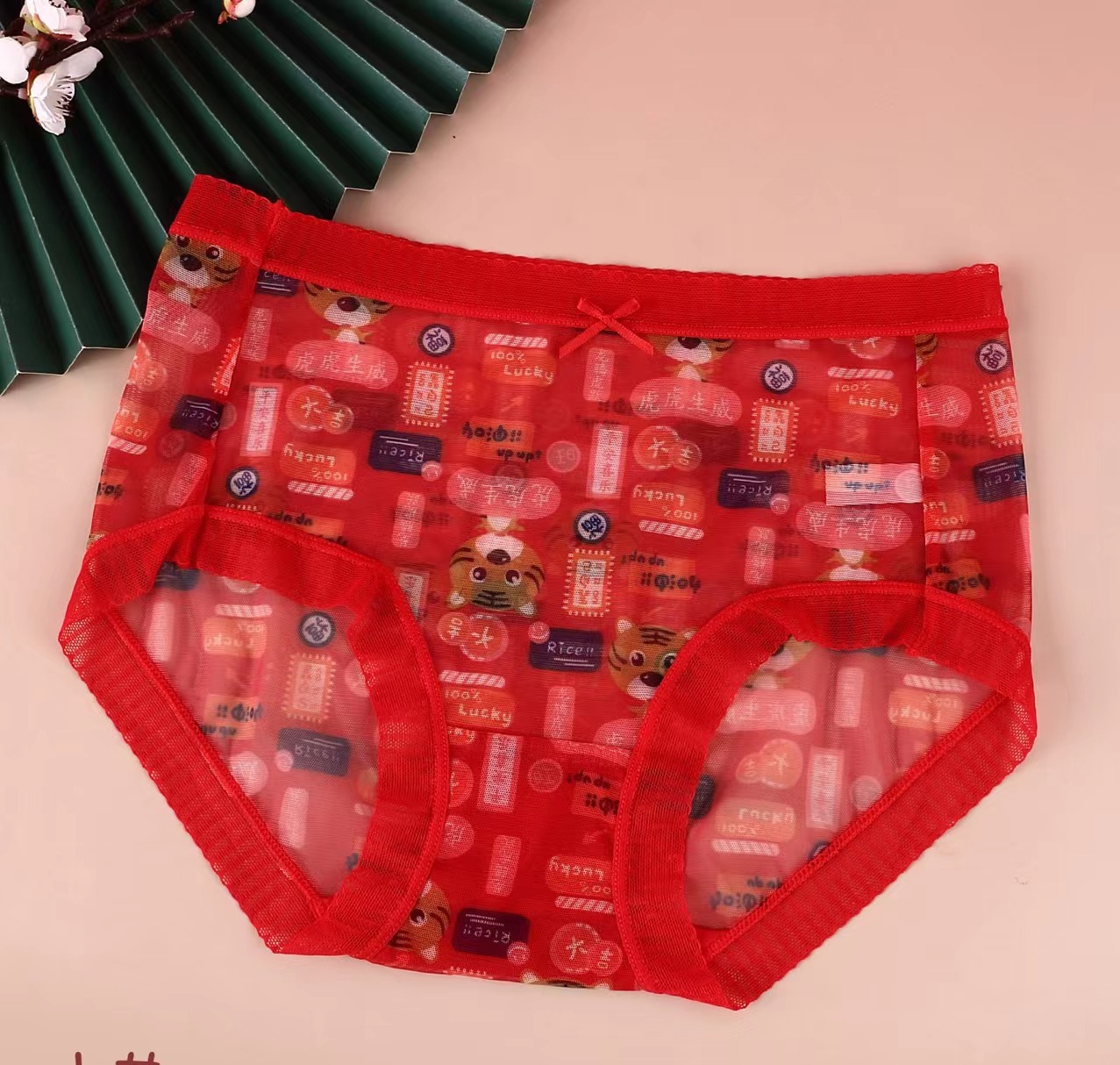 新年大红少女内裤本命年红内裤可爱印花女士短裤弹力现货-阿里巴巴