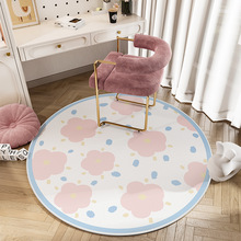 清新圆形水晶绒地毯少女卧室床边毯学习桌转椅地毯梳妆台耐磨地毯