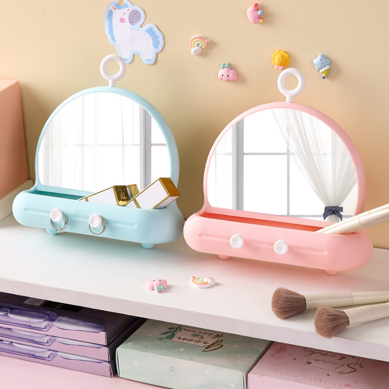 New Desktop Cosmetic Mirror Student Makeup Princess Mirror Three-in-One Girl Heart Beauty Folding Vanity Mirror