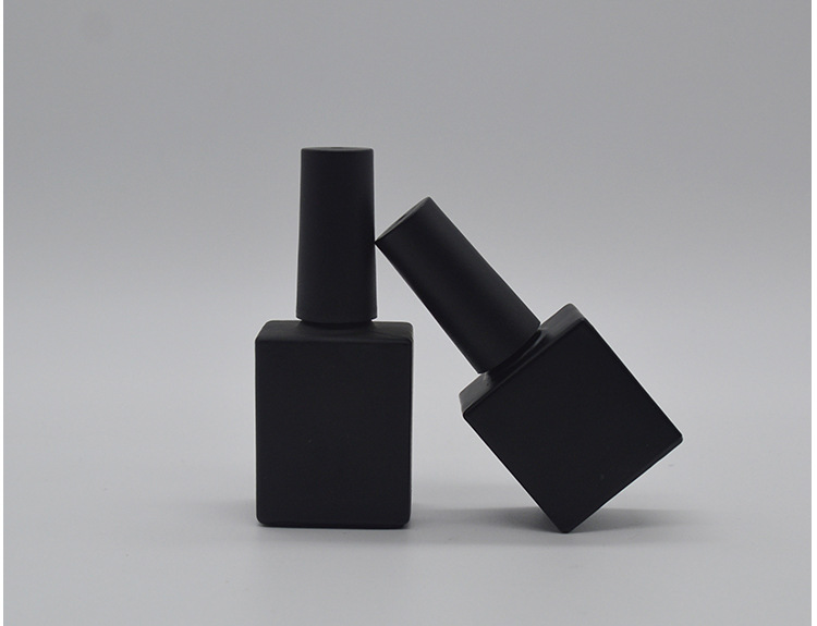 现货哑光黑玻璃指甲油瓶10ml15ml 指甲油瓶子甲油胶空瓶带毛刷