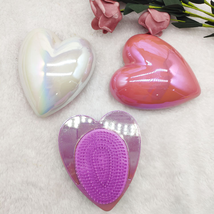 Cute Plastic Love Shape Portable Comb ABS Electroplating Colorful Beauty Hairdressing Comb Manufacturer Customization