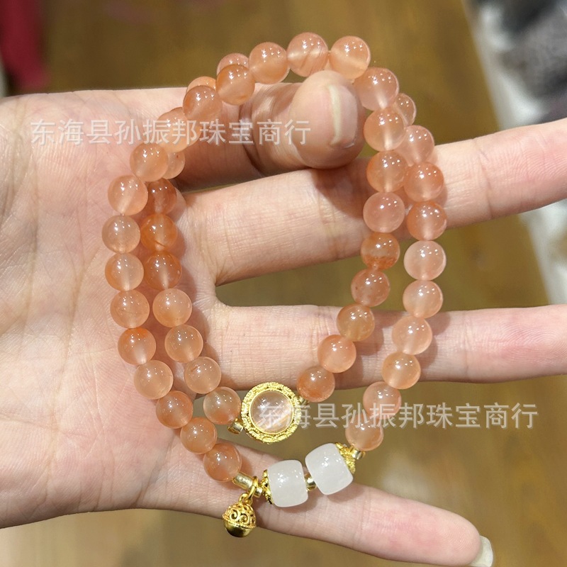 新款南红玛瑙水红冰飘diy双圈手链源头批发直播供货节日礼物送女