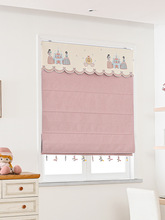 公主卧室窗帘女孩城堡粉色窗户全遮光幼儿园卡通kt儿童升降罗马帘