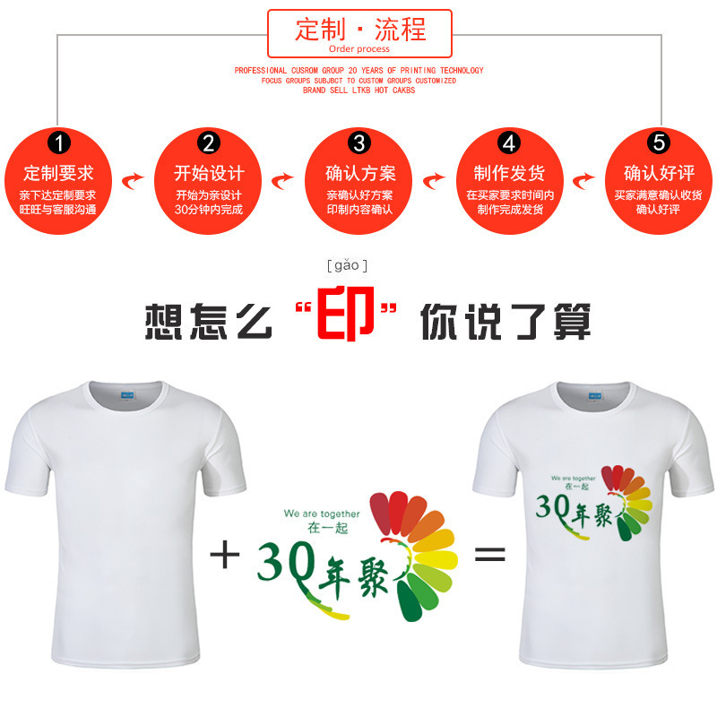 Quick-Drying T-shirt Custom Culture Advertising Shirt I Clothes Short Sleeve Turn-down Collar & round Collar Printed Logo Tooling Factory Wholesale