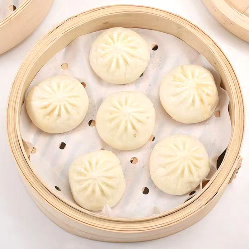 in Stock Wholesale Bamboo Steamer Liners Steamed Bread Packing Paper Non-Stick Household round Cage Drawer Air Fryer Oiled Paper Baking