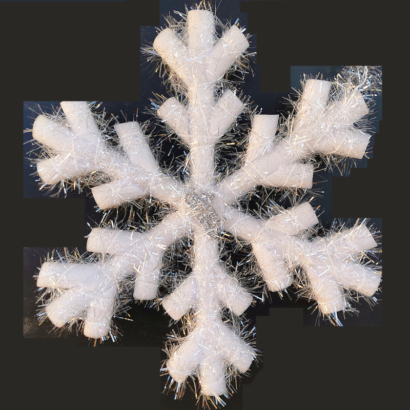 圣诞雪花装饰 儿童表演舞蹈舞台雪花道具 平面仿真雪花片泡沫挂饰