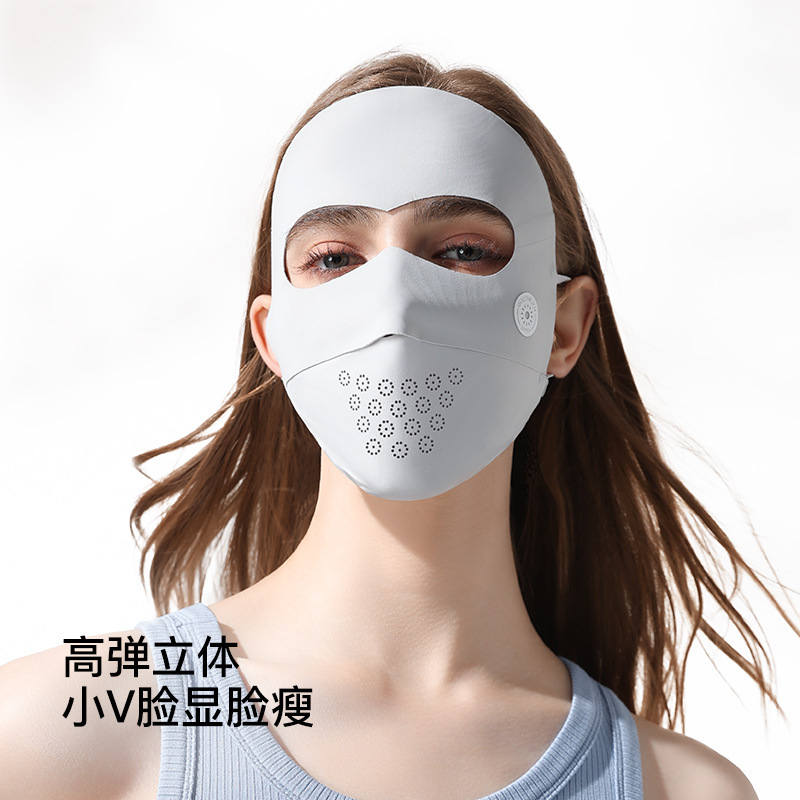 Women's Sun Protection Mask Full Face Summer Sun Protection UV-Resistant Seamless Mask Ice Silk Breathable Facekini Xtj117