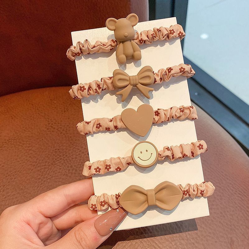 Milk Coffee Color Head Rope Rubber Band Female Hair Tie Small Intestine Hair Ring Highly Elastic Hair Rope Internet Celebrity 2022 New Smaller Leather Sheath