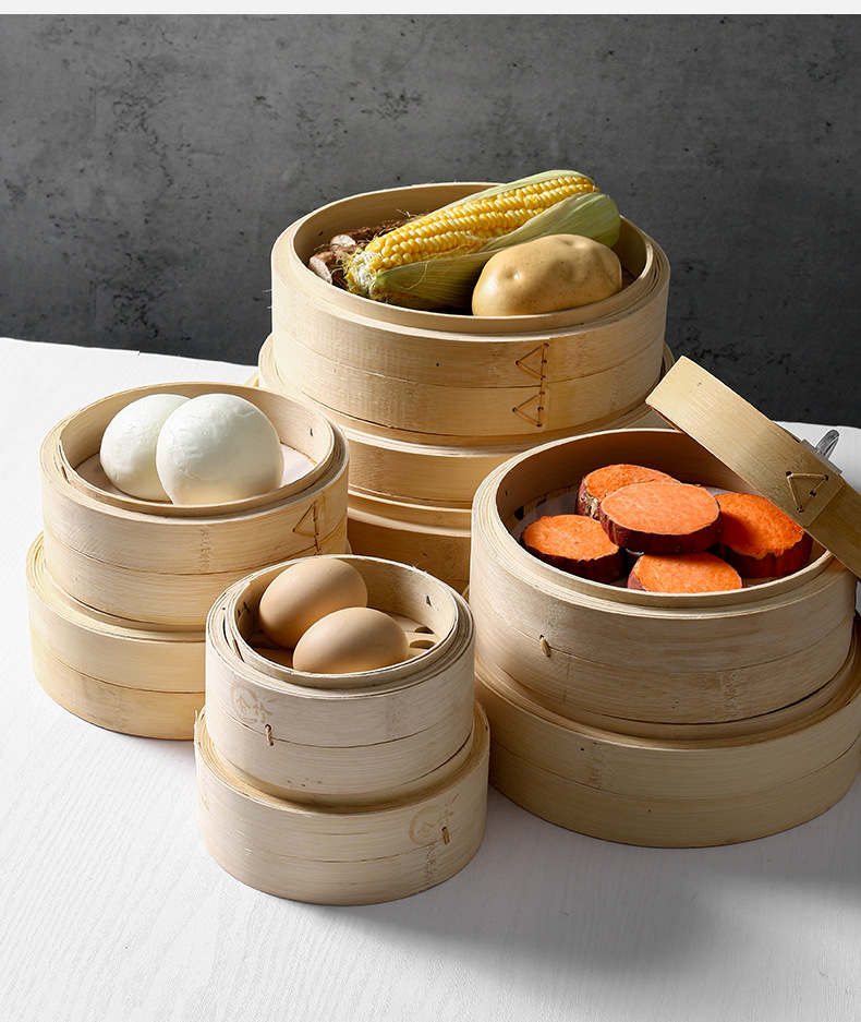 竹质工艺品蒸笼凤爪烧麦点心蒸笼持续保温竹编蒸笼竹蒸笼