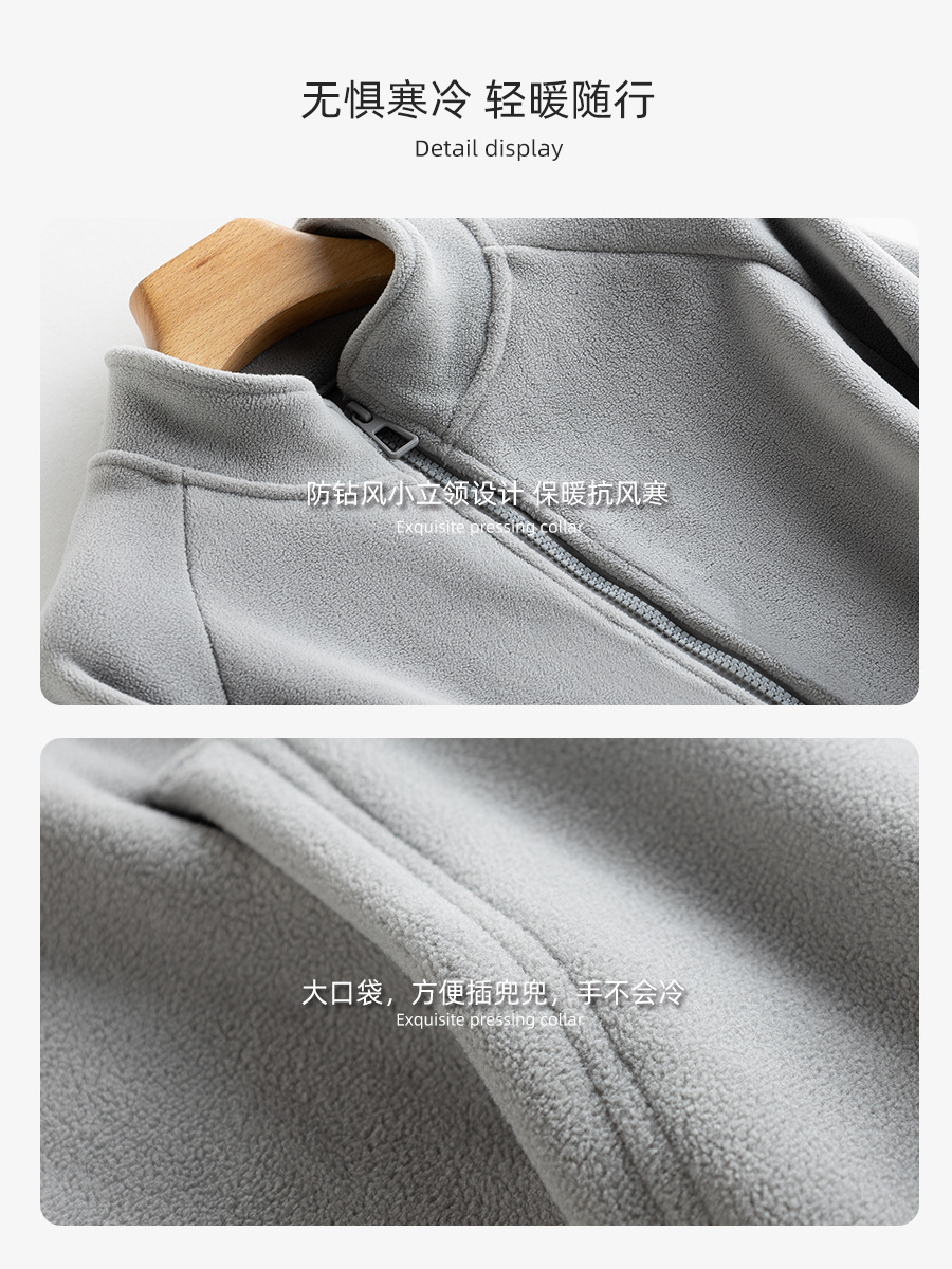 Polar Fleece Jacket Cashmere Women's Autumn and Winter Fleece-Lined Padded Cardigan Loose Zip Stand Collar Fleece Shirt Top Sweater