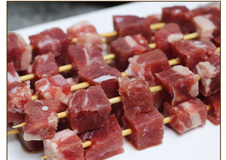 雪花牛肉粒大串烧烤纯牛肉大串商用冷冻半成品烧烤食材20串/包