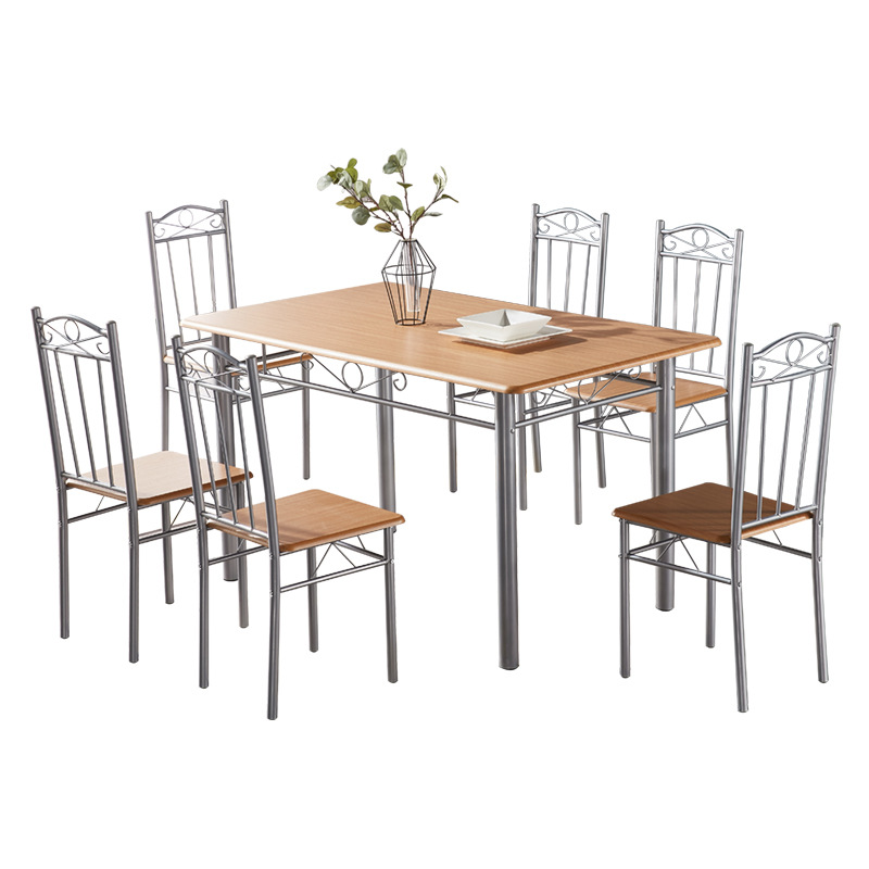 【富莱德】工厂定制6人位成套餐桌餐椅餐厅桌子椅子五金钢木家具