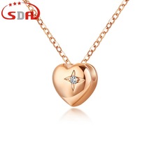 SDA 工厂直销18k金钻石项链心形吊坠浪漫高级珠宝送女友妻子