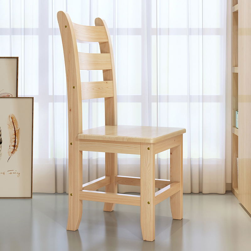 全实木餐椅松木家用简约现代餐厅餐桌椅木头原木凳子靠背实木椅子