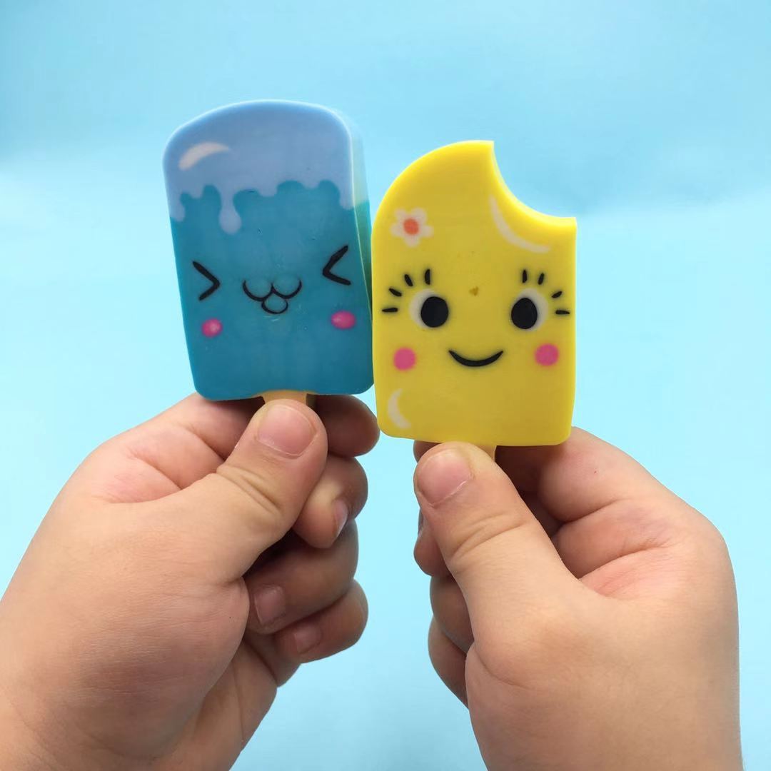 韩国文具学生创意雪糕橡皮擦可爱表情冰淇淋冰棒橡皮幼儿园小奖品