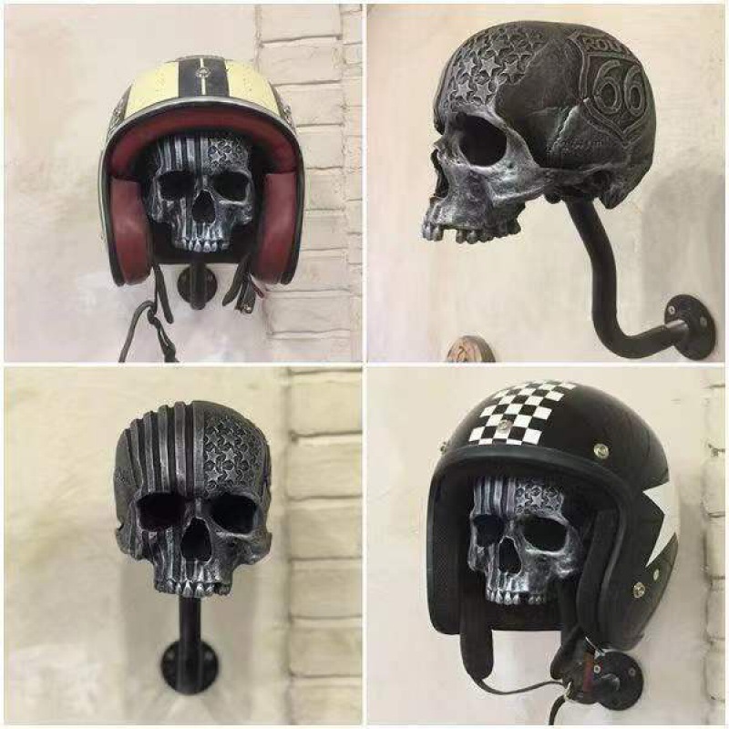 跨境爆款 摩托车骷髅头盔架 motorcycle skull helmet