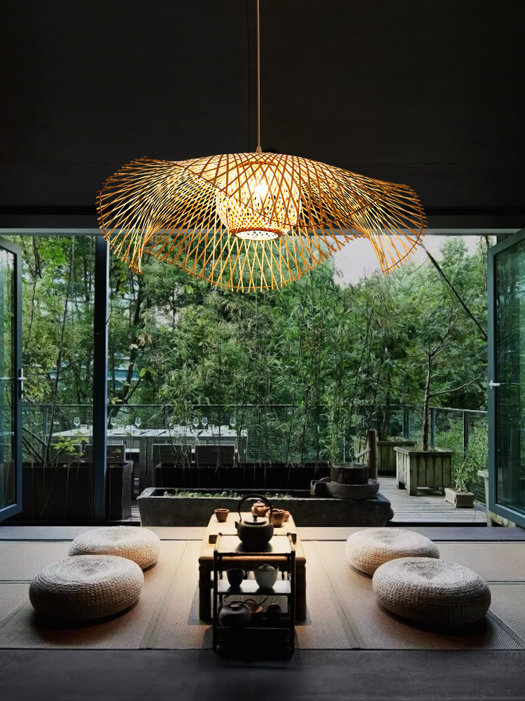 新中式吊灯客厅民宿家用禅意茶室竹编竹艺创意个性东南亚日式灯具