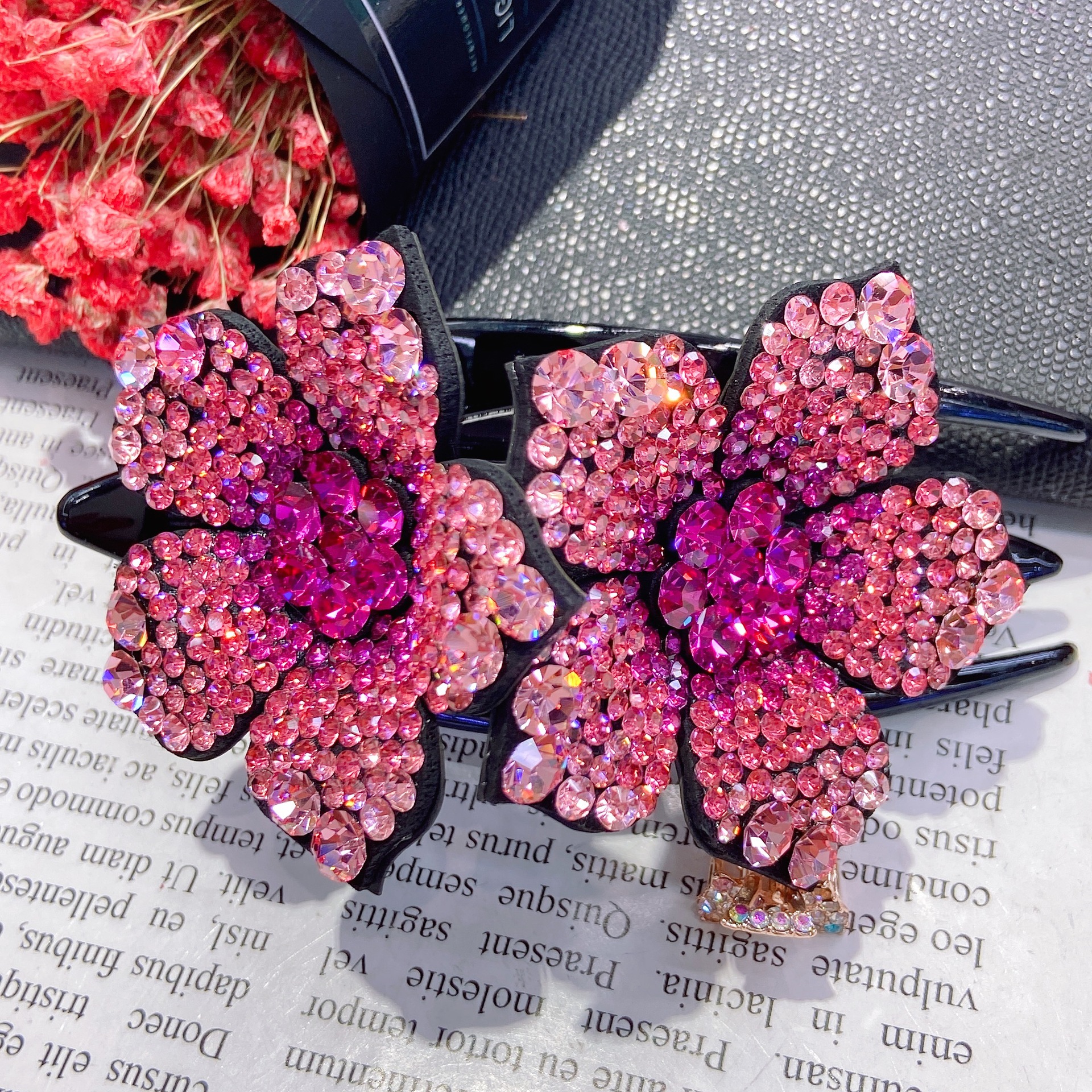 发夹捷克钻盘发气质头饰水钻新款花朵女妈妈韩国抓夹弹簧夹刘海夹