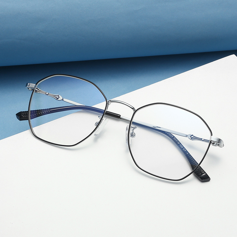 新款潮流个性镜腿不规则镜框装饰平光镜超轻金属镜架可配近视眼镜