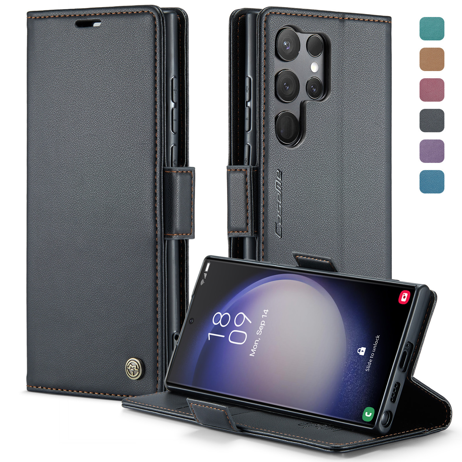 适用a04三星a05s手机壳a12/a13翻盖a14a15a20磁吸支架a30m10s皮套