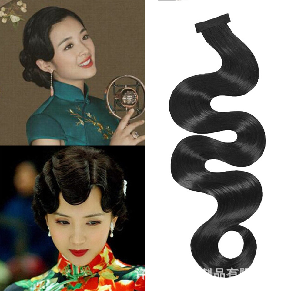 复古手推波纹假发刘海上海头造型旗袍民国风汉服头饰古装假发片女