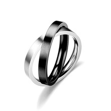 跨境热销 3MM减压转动不锈钢情侣戒指 欧美小众钛钢双环转动戒指