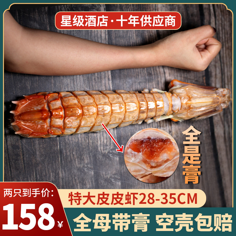 kc带膏皮皮虾超大有黄虾爬子濑尿虾巨型泰国富贵虾特大2只母虾熟