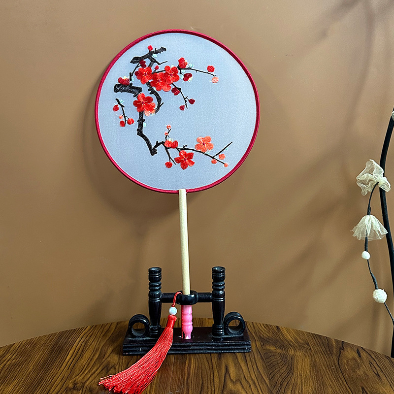 2024新款古风单面绣花团扇女古典汉服旗袍拍摄道具景区工艺品圆扇