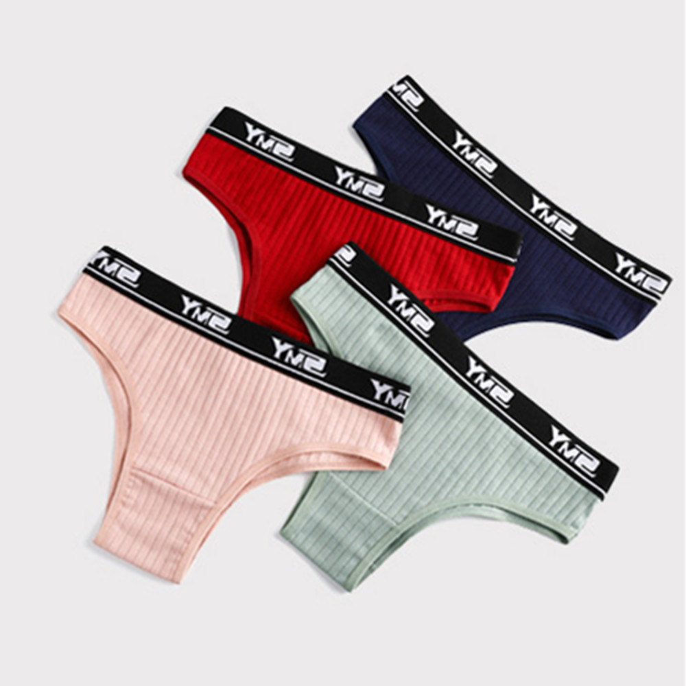 欧美字母甜酷运动宽丁字裤女棉质吸汗透气无痕螺纹柔软亲肤女内裤