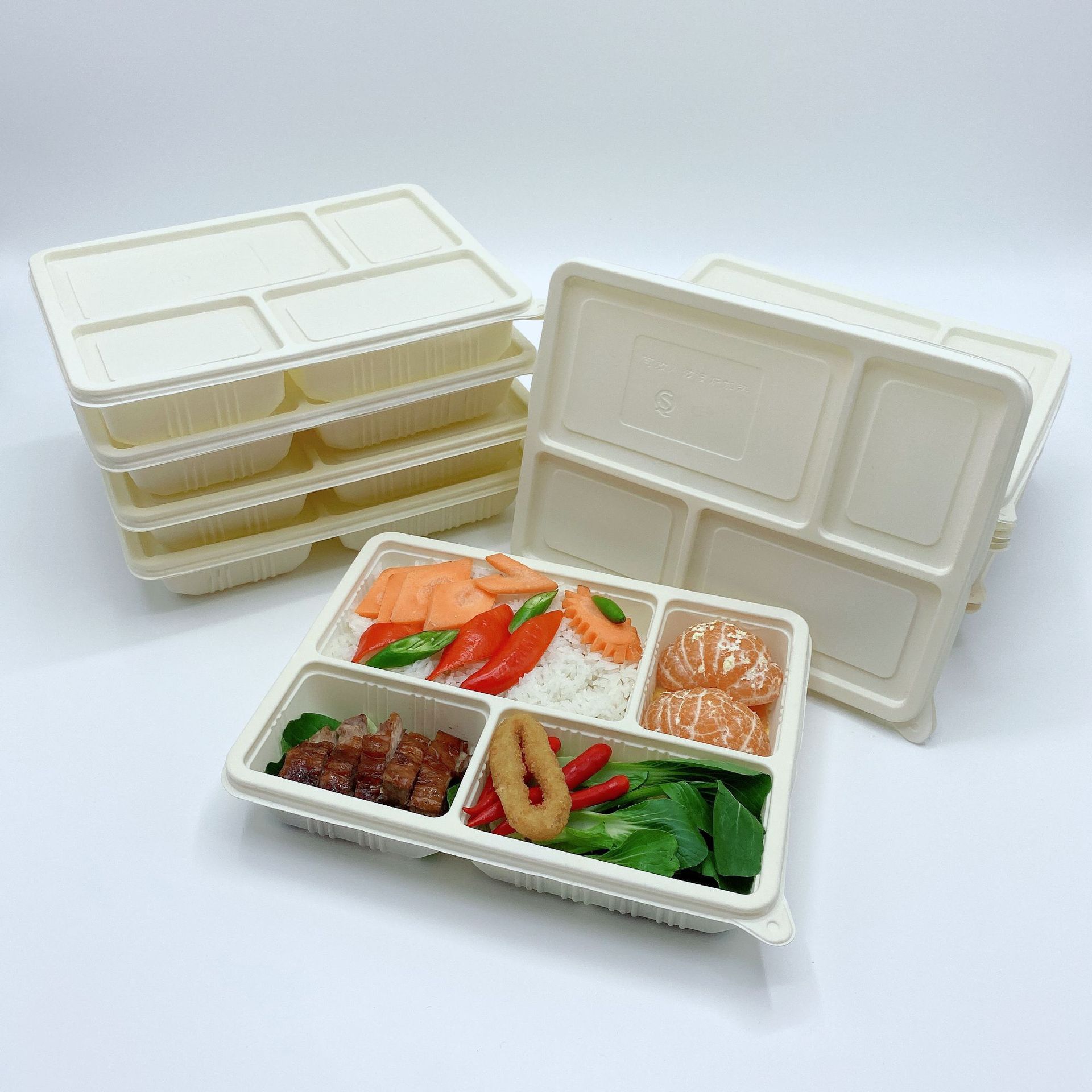 可降解餐盒四格餐盒一次性玉米淀粉餐盒可降解美式餐盒