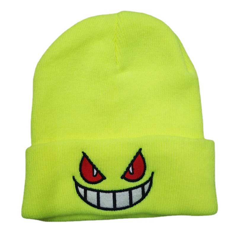 Cross-Border Mouth Eye Embroidery Knitted Hat European and American Cartoon Personality Expression Wool Sleeve Cap Men and Women Warm Hat